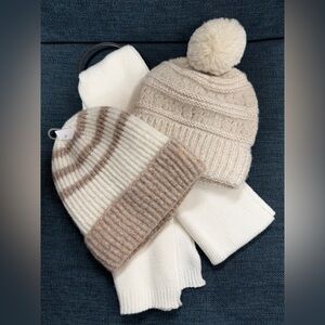 Cozy Cream and Tan Women’s Beanie/Hat Scarf Set